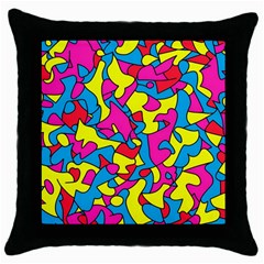 Colorful-graffiti-pattern-blue-background Throw Pillow Case (black)