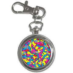 Colorful-graffiti-pattern-blue-background Key Chain Watches