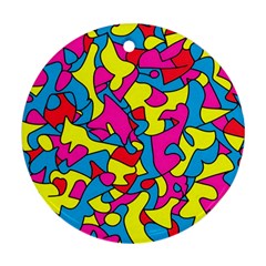 Colorful-graffiti-pattern-blue-background Round Ornament (two Sides)