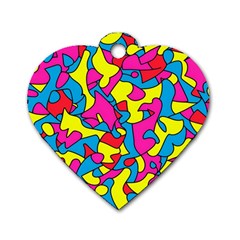 Colorful-graffiti-pattern-blue-background Dog Tag Heart (two Sides)