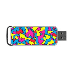 Colorful-graffiti-pattern-blue-background Portable Usb Flash (two Sides) by designsbymallika