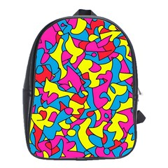 Colorful-graffiti-pattern-blue-background School Bag (xl)
