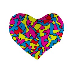 Colorful-graffiti-pattern-blue-background Standard 16  Premium Heart Shape Cushions