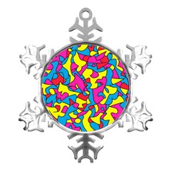 Colorful-graffiti-pattern-blue-background Metal Small Snowflake Ornament