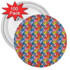 Abstract Pattern 3  Buttons (100 Pack) 