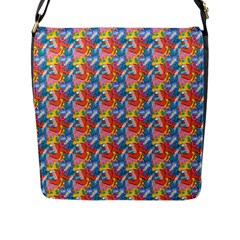 Abstract Pattern Flap Closure Messenger Bag (L)
