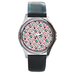 Multi Colour Pattern Round Metal Watch