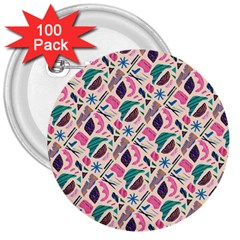 Multi Colour Pattern 3  Buttons (100 Pack) 