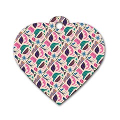 Multi Colour Pattern Dog Tag Heart (two Sides)