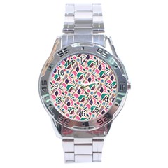 Multi Colour Pattern Stainless Steel Analogue Watch