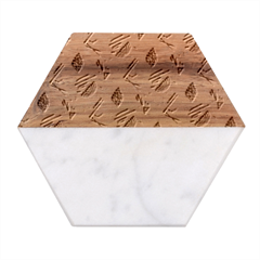 Multi Colour Pattern Marble Wood Coaster (hexagon) 
