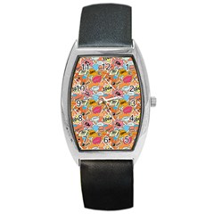 Pop Culture Abstract Pattern Barrel Style Metal Watch