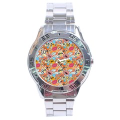 Pop Culture Abstract Pattern Stainless Steel Analogue Watch