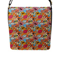 Pop Culture Abstract Pattern Flap Closure Messenger Bag (l) by designsbymallika