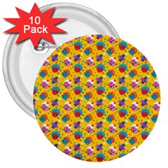 Heart Diamond Pattern 3  Buttons (10 Pack)  by designsbymallika