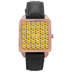 Heart Diamond Pattern Rose Gold Leather Watch 