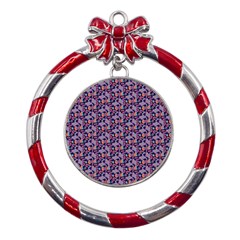 Trippy Cool Pattern Metal Red Ribbon Round Ornament