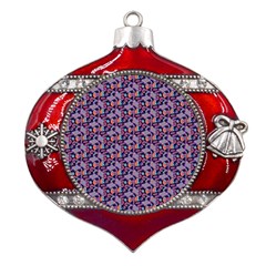 Trippy Cool Pattern Metal Snowflake And Bell Red Ornament by designsbymallika