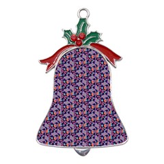 Trippy Cool Pattern Metal Holly Leaf Bell Ornament