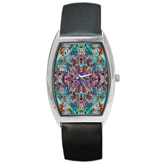 Amethyst On Turquoise Barrel Style Metal Watch