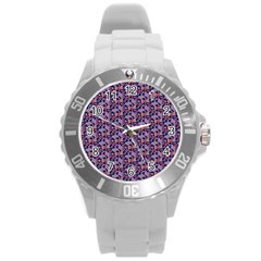Trippy Cool Pattern Round Plastic Sport Watch (l)