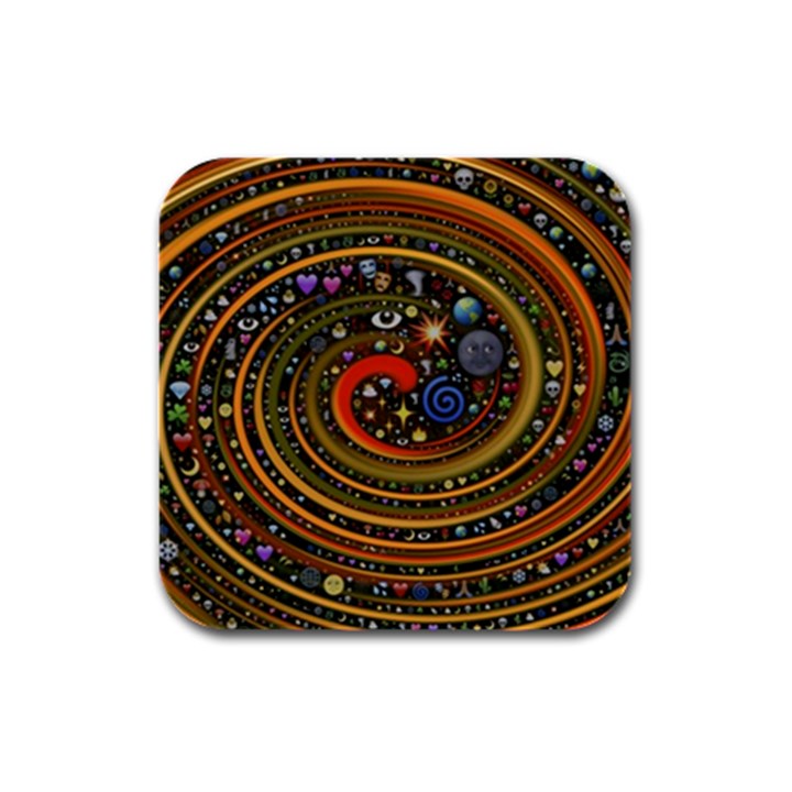 Swirl Vortex Emoji Cyclone Motion Art Rubber Square Coaster (4 pack)