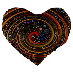 Swirl Vortex Emoji Cyclone Motion Art Large 19  Premium Flano Heart Shape Cushions
