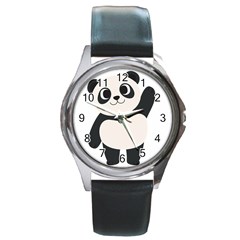 Hello Panda  Round Metal Watch by MyNewStor