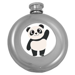 Hello Panda  Round Hip Flask (5 Oz) by MyNewStor