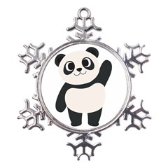 Hello Panda  Metal Large Snowflake Ornament by MyNewStor