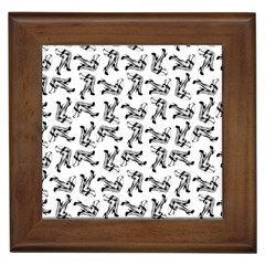 Erotic Pants Motif Black And White Graphic Pattern Black Backgrond Framed Tile by dflcprintsclothing