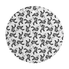 Erotic Pants Motif Black And White Graphic Pattern Black Backgrond Ornament (round) by dflcprintsclothing