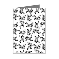 Erotic Pants Motif Black And White Graphic Pattern Black Backgrond Mini Greeting Card