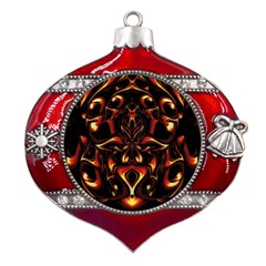 Year Of The Dragon Metal Snowflake And Bell Red Ornament