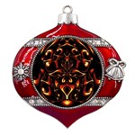 Year Of The Dragon Metal Snowflake And Bell Red Ornament Front