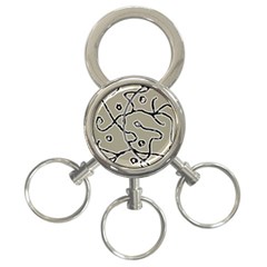 Sketchy Abstract Artistic Print Design 3-ring Key Chain