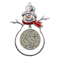 Sketchy Abstract Artistic Print Design Metal Snowman Ornament by dflcprintsclothing