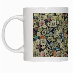 Sticker Collage Motif Pattern Black Backgrond White Mug