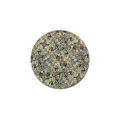 Sticker Collage Motif Pattern Black Backgrond Golf Ball Marker