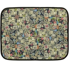 Sticker Collage Motif Pattern Black Backgrond Two Sides Fleece Blanket (mini) by dflcprintsclothing