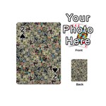 Sticker Collage Motif Pattern Black Backgrond Playing Cards 54 Designs (Mini) Front - Spade2