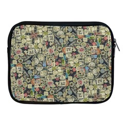 Sticker Collage Motif Pattern Black Backgrond Apple Ipad 2/3/4 Zipper Cases by dflcprintsclothing