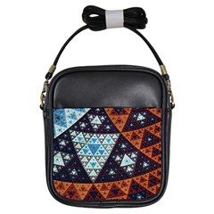 Fractal Triangle Geometric Abstract Pattern Girls Sling Bag