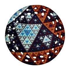 Fractal Triangle Geometric Abstract Pattern Round Filigree Ornament (two Sides)