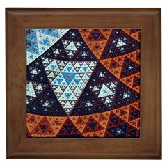 Fractal Triangle Geometric Abstract Pattern Framed Tile