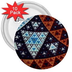 Fractal Triangle Geometric Abstract Pattern 3  Buttons (10 Pack) 