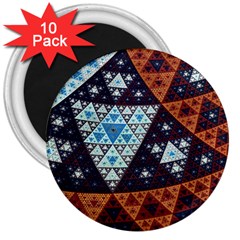 Fractal Triangle Geometric Abstract Pattern 3  Magnets (10 Pack) 