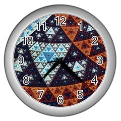 Fractal Triangle Geometric Abstract Pattern Wall Clock (silver)
