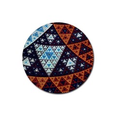 Fractal Triangle Geometric Abstract Pattern Rubber Coaster (round)