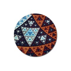 Fractal Triangle Geometric Abstract Pattern Magnet 3  (round)